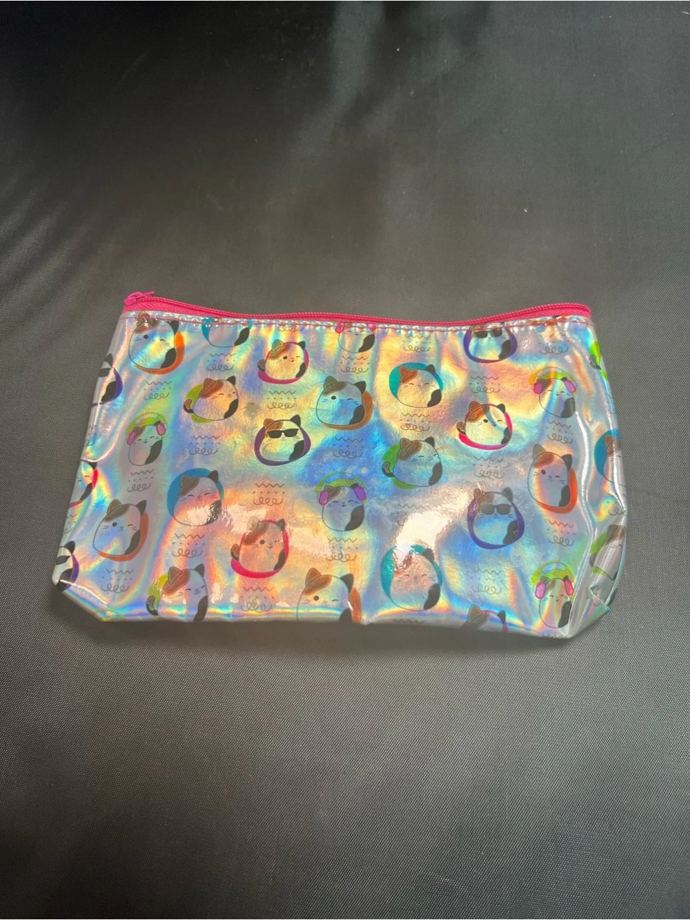 Squishmallows Holographic Iridescent Cat Cosmetic Pouch / Zip Pouch